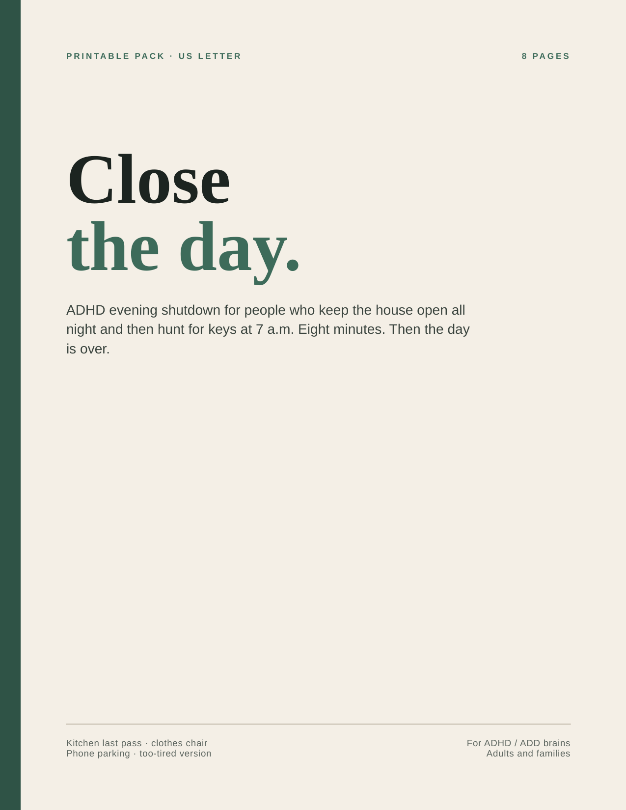ADHD evening shutdown printable cover