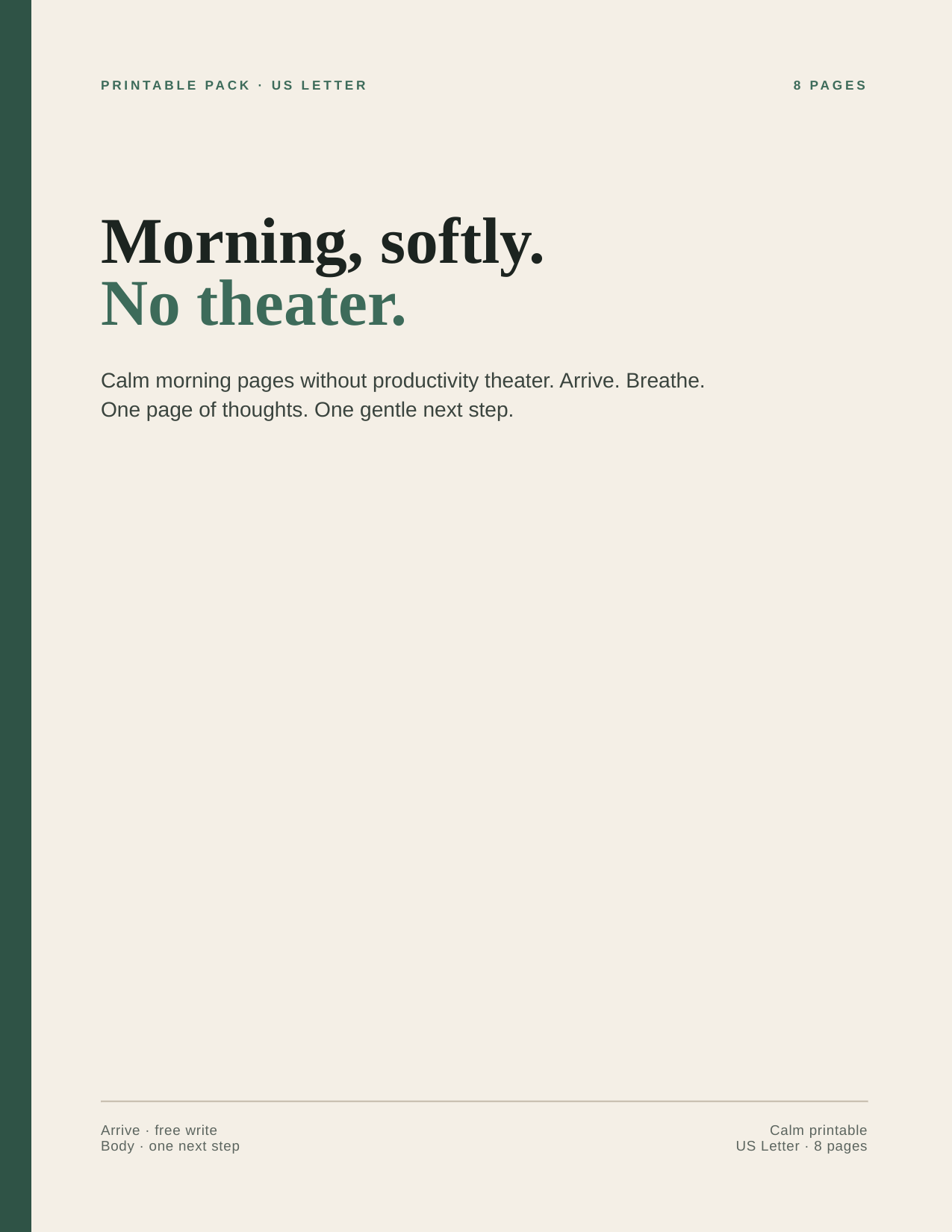 Calm morning pages printable cover