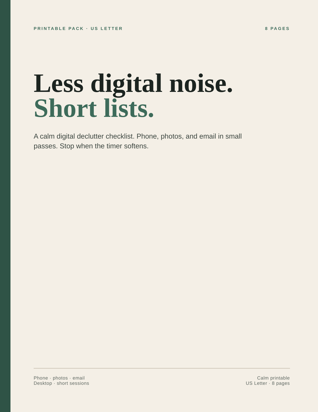 Digital declutter checklist printable cover