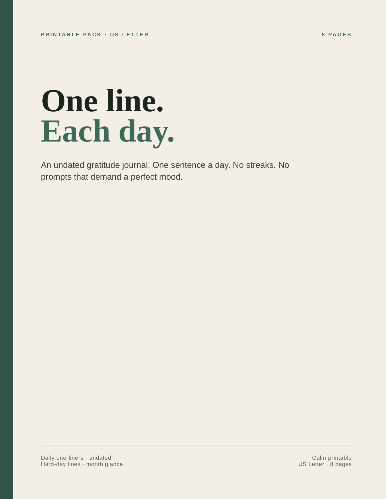 One-line gratitude journal printable cover