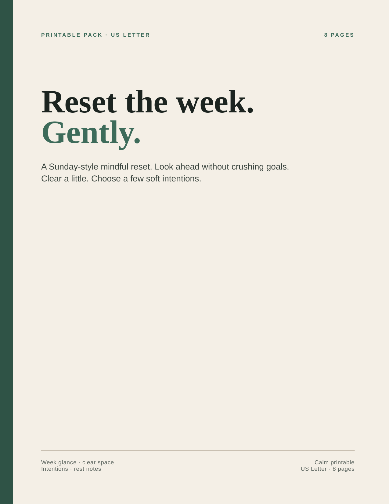 Weekly mindful reset printable cover